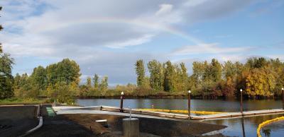 Rainbow over new boat ramp.